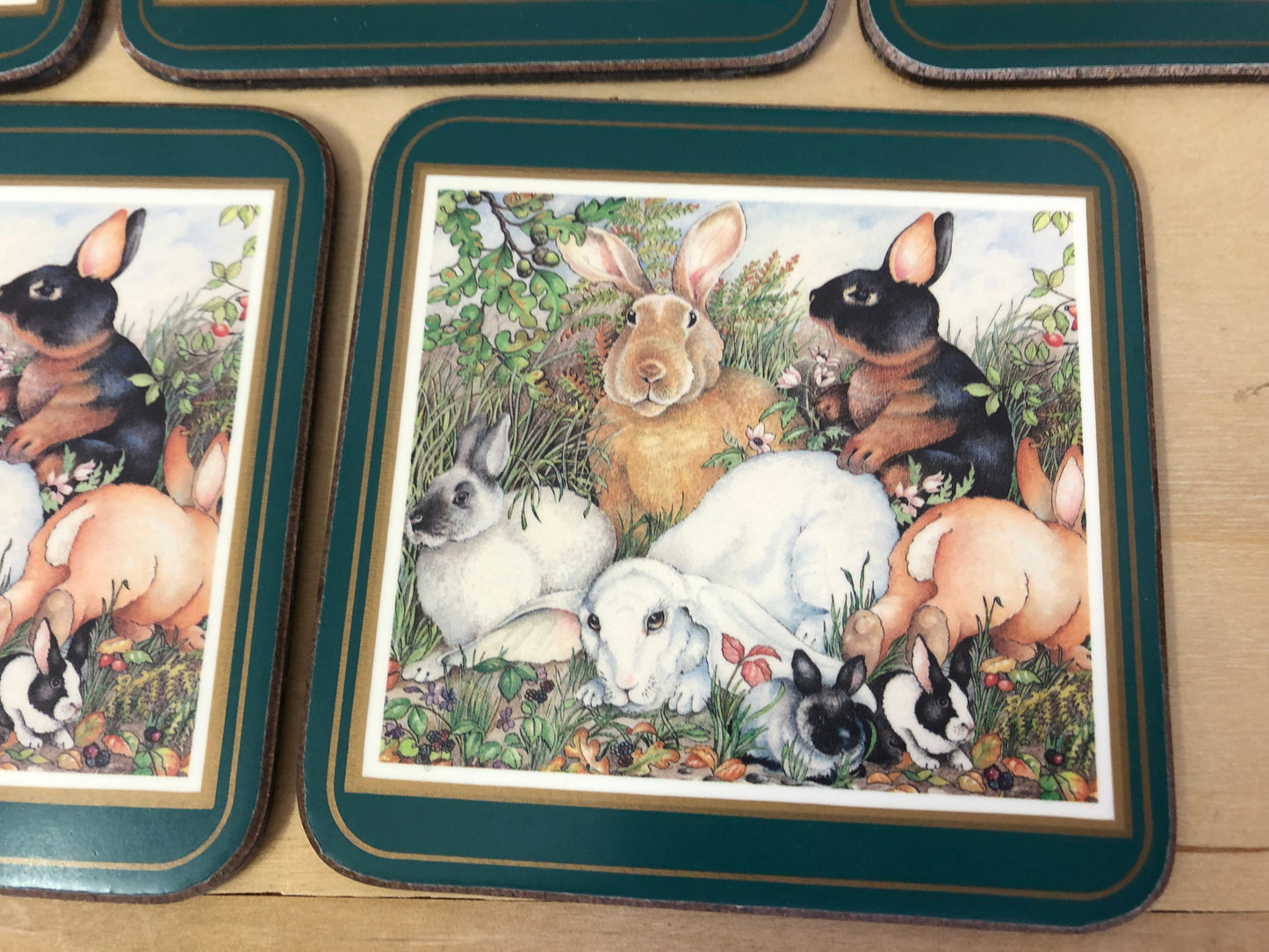Vintage Pimpernel bunny coasters (set of 5) - As Is!
