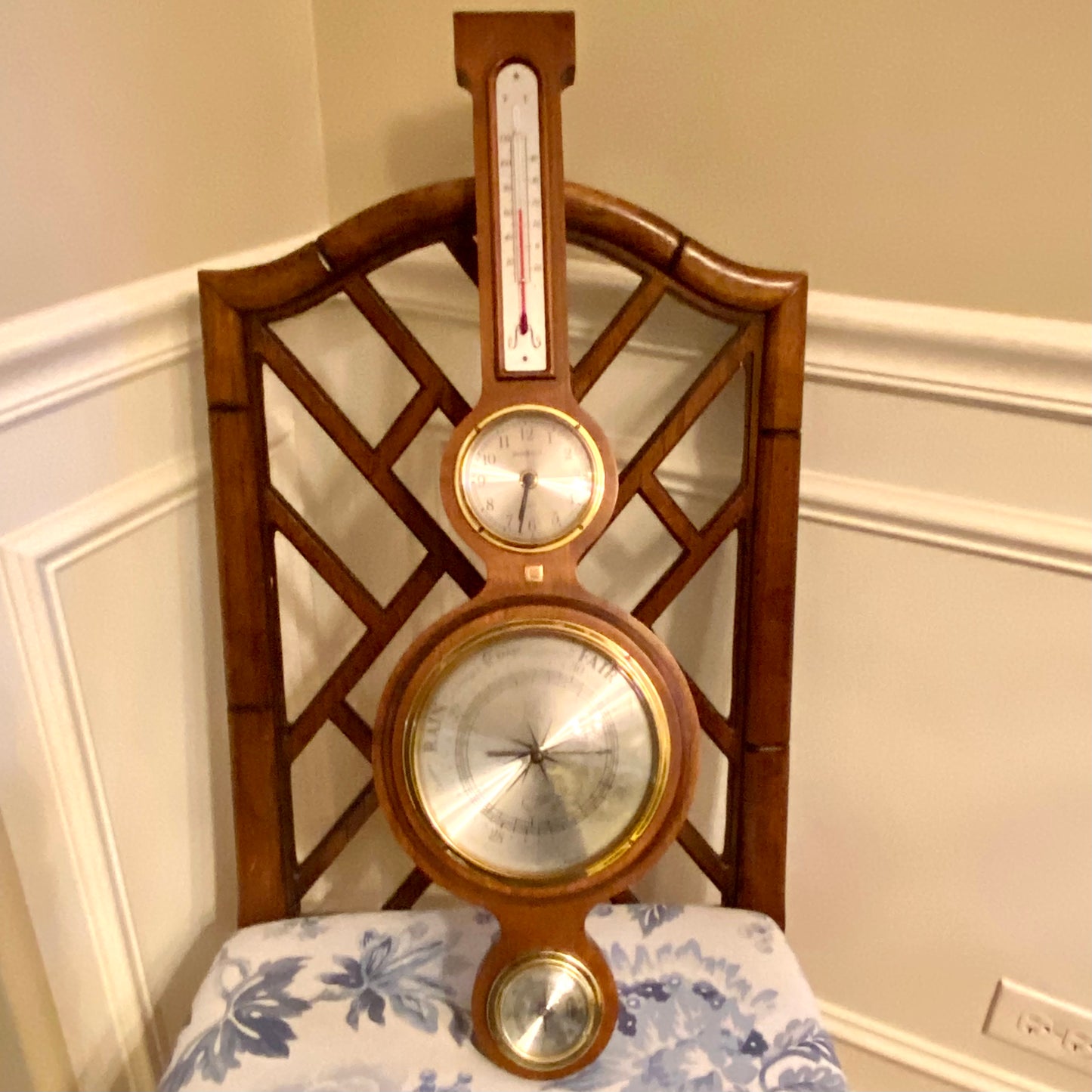 Howard Miller Catalina Thermometer Barometer Hygrometer Aged Vintage Clock Weather Station