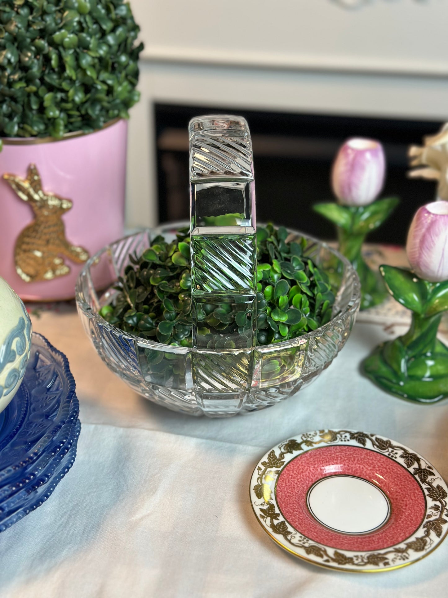 Vintage Crystal Medium-Size Easter Basket - Pristine!