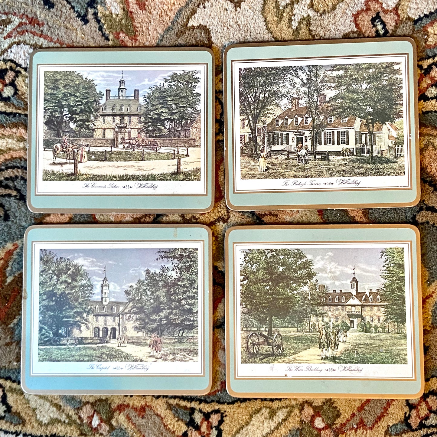 Set of 4 English Landscape cork mini placemats