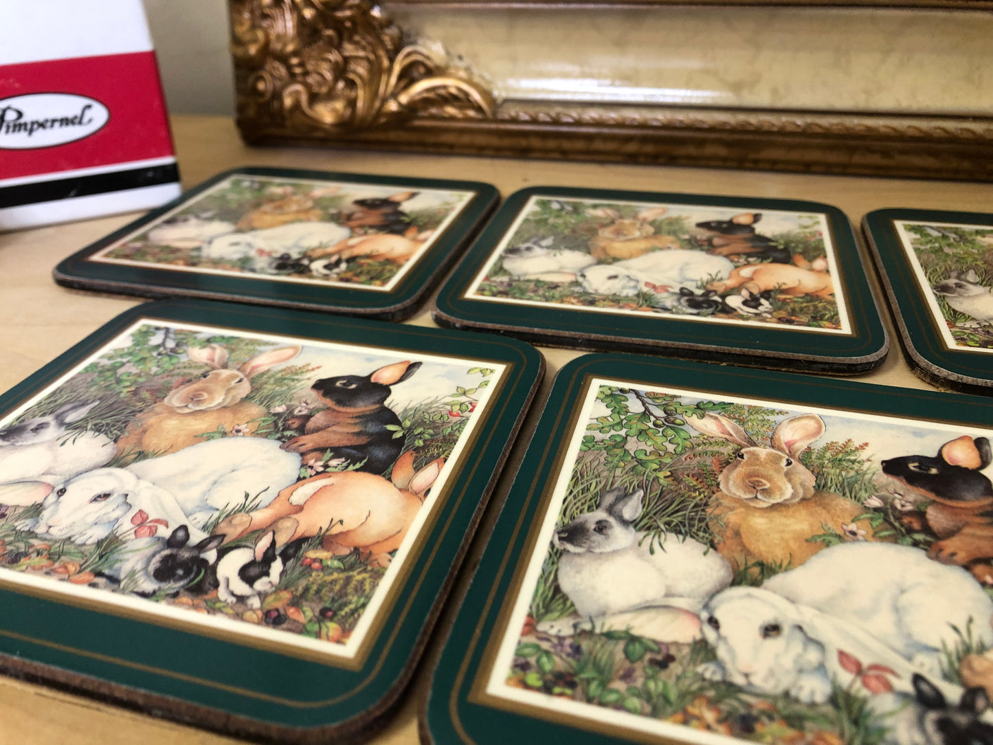 Vintage Pimpernel bunny coasters (set of 5) - As Is!