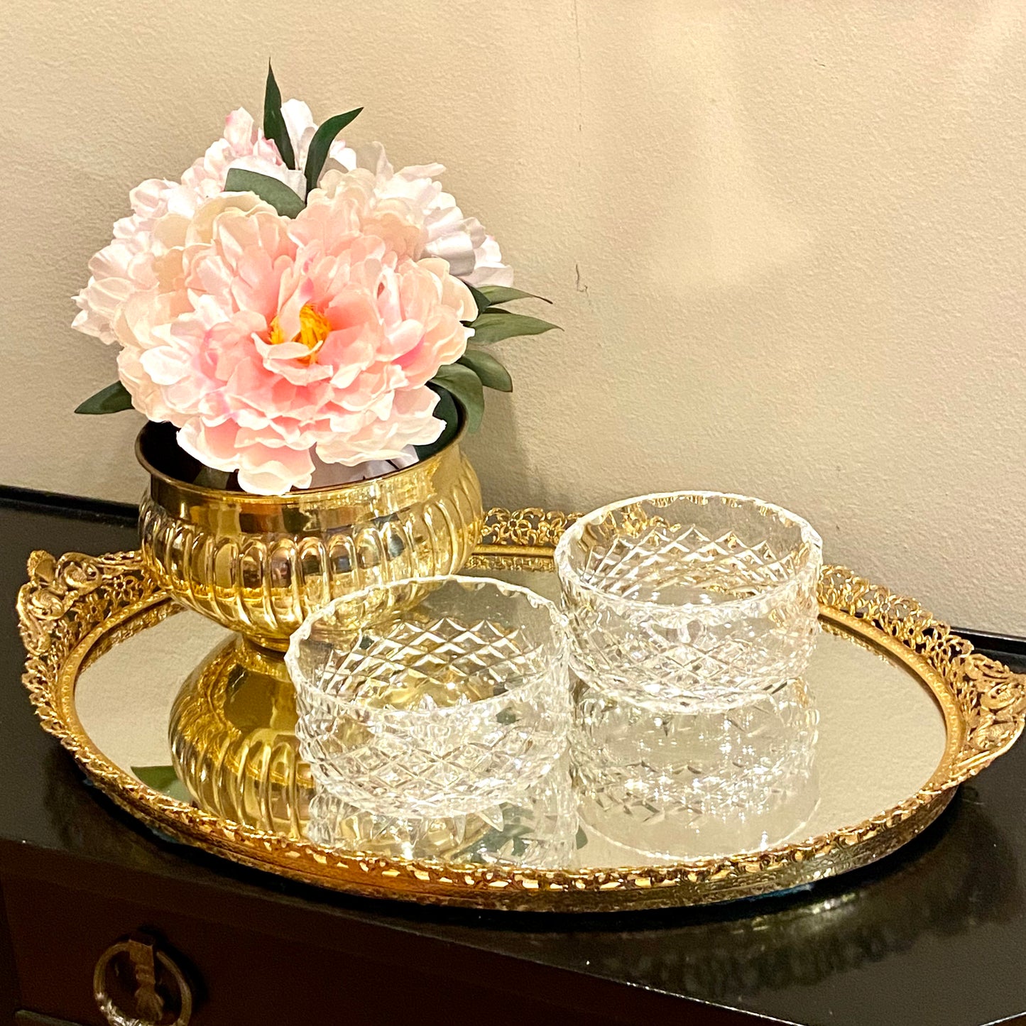 One Sparkling Vintage crystal decorative bowl or candy dish. ( 2 available)