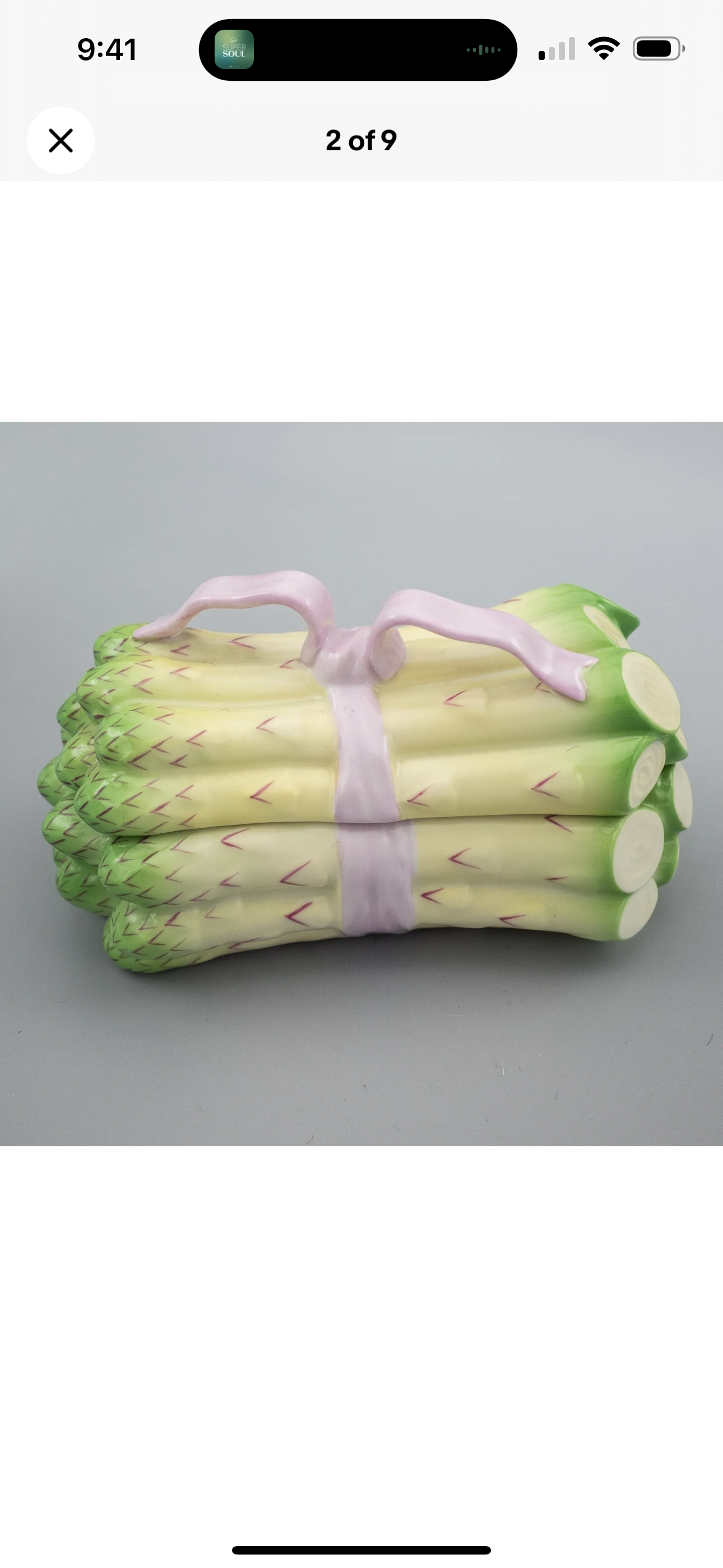Herend Asparagus Box with Pink Ribbon - Retail $415, Pristine!
