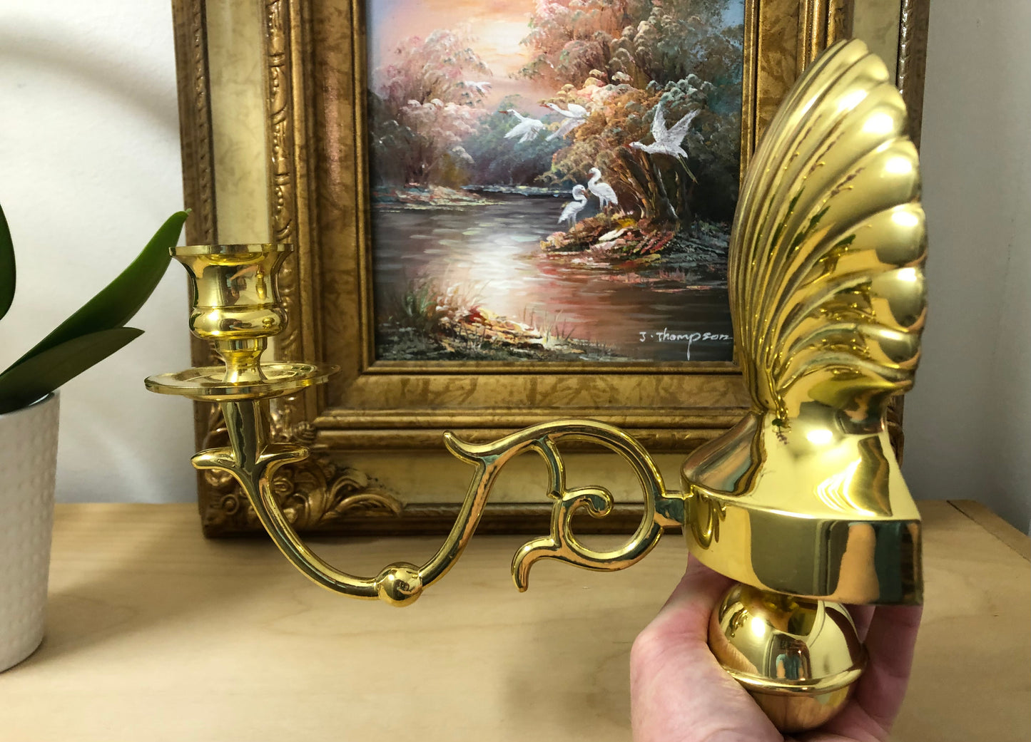 Gorgeous Brass Shell Wall Sconces Pair (2) - Excellent Condition!