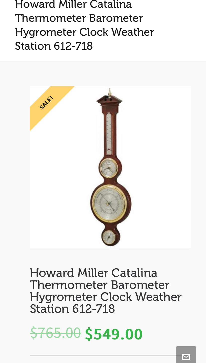 Howard Miller Catalina Thermometer Barometer Hygrometer Aged Vintage Clock  Weather Station