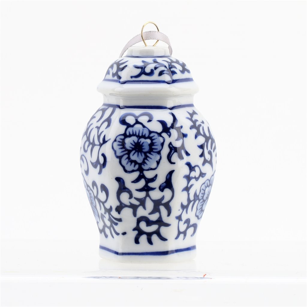 Pre-Sale Blue & White Chinoiserie Glass Ornament Set (6)