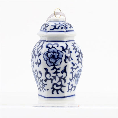 Pre-Sale Blue & White Chinoiserie Glass Ornament Set (6)