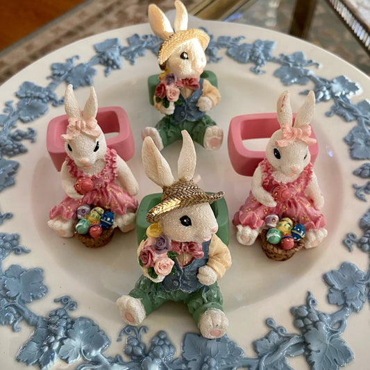 Set of 4 whimsical bunny napkin holders