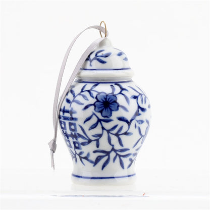 Pre-Sale Blue & White Chinoiserie Glass Ornament Set (6)