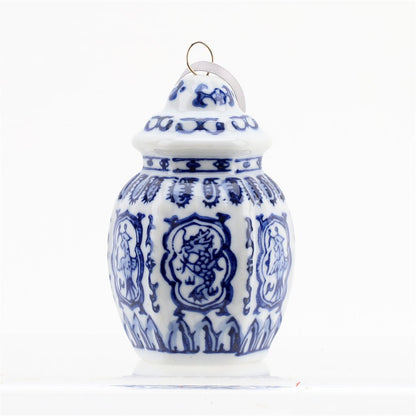 Pre-Sale Blue & White Chinoiserie Glass Ornament Set (6)