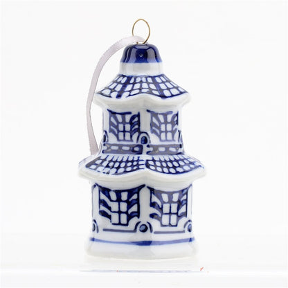 Pre-Sale Blue & White Chinoiserie Glass Ornament Set (6)
