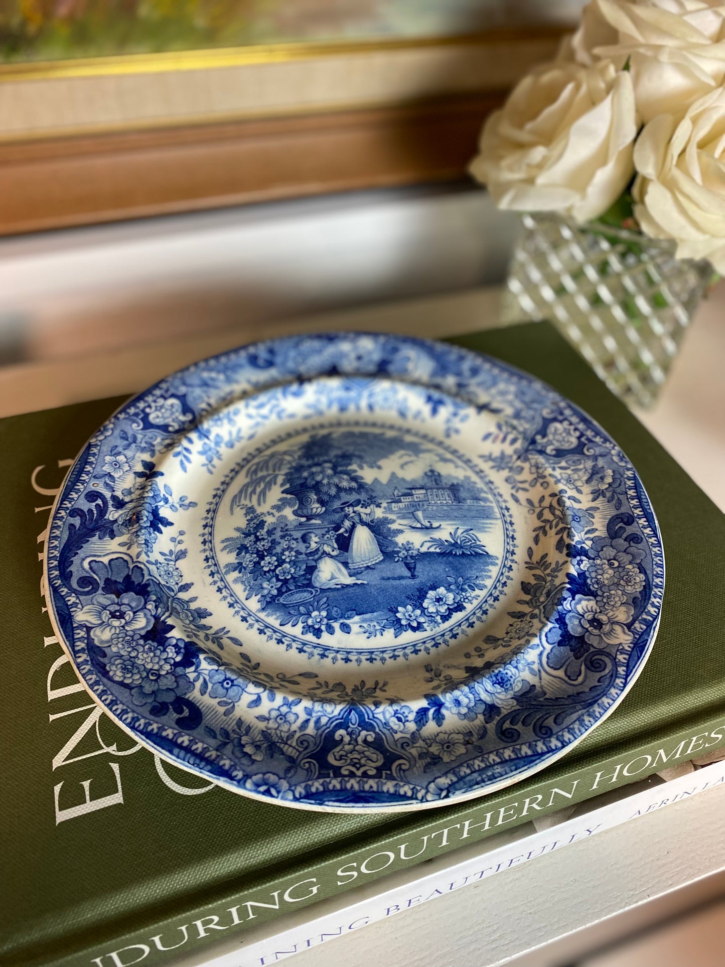 Antique, 19c. English Blue & White Plate, 9"D - Excellent!
